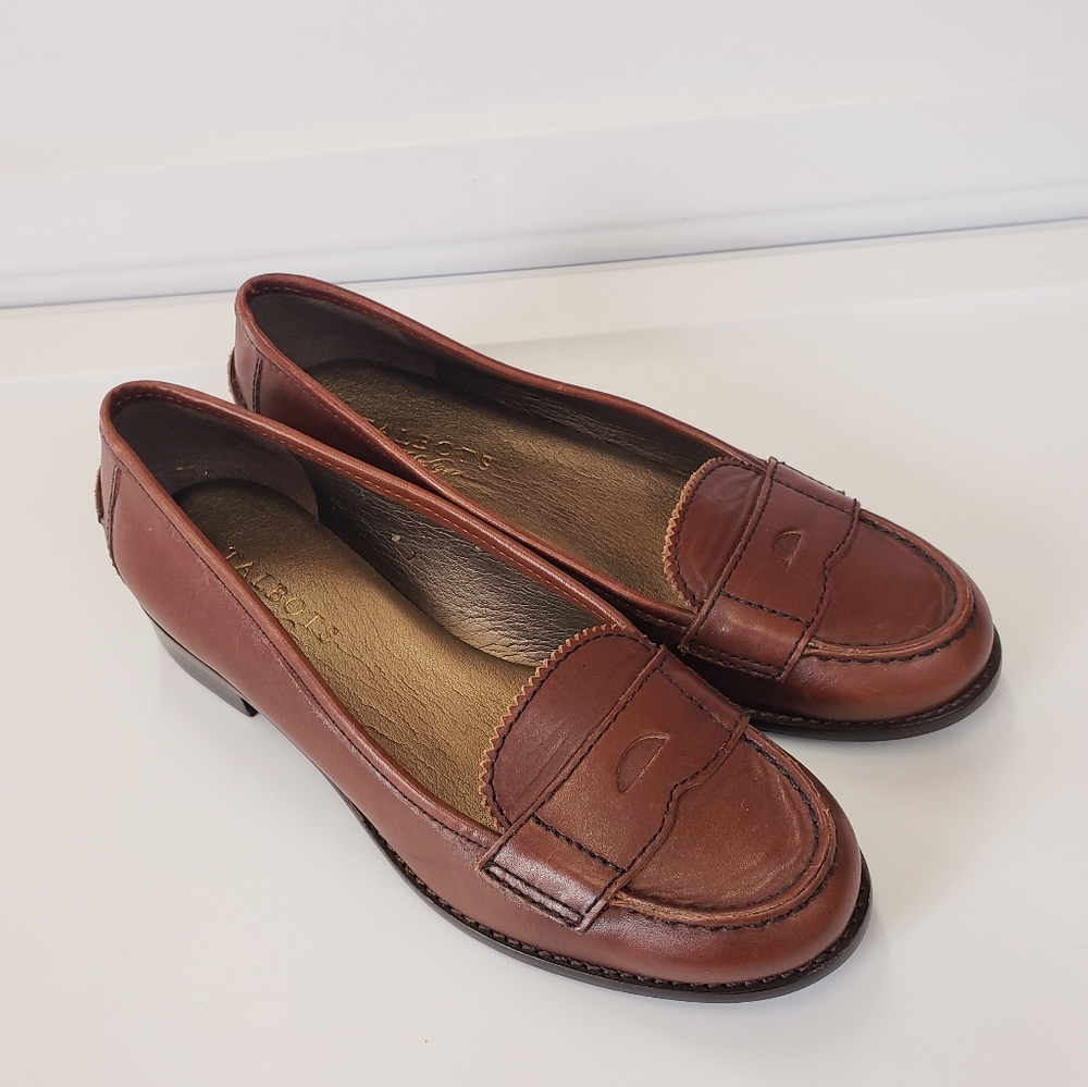 Talbots Chestnut Brown Leather Slip-on Loafers Size 6